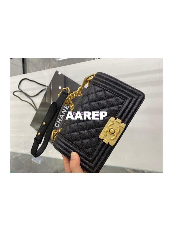 Replica Chanel Small Boy Handbag in Grained Calfskin 67085 Black 4