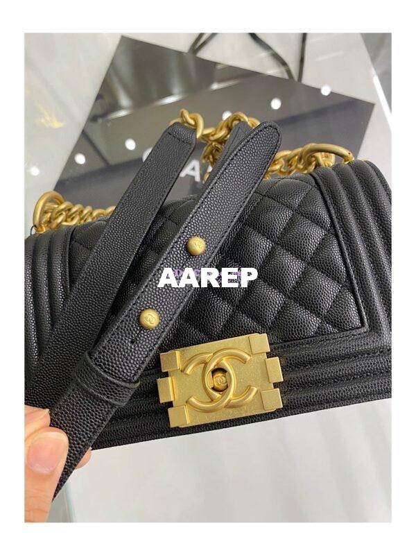 Replica Chanel Small Boy Handbag in Grained Calfskin 67085 Black 5