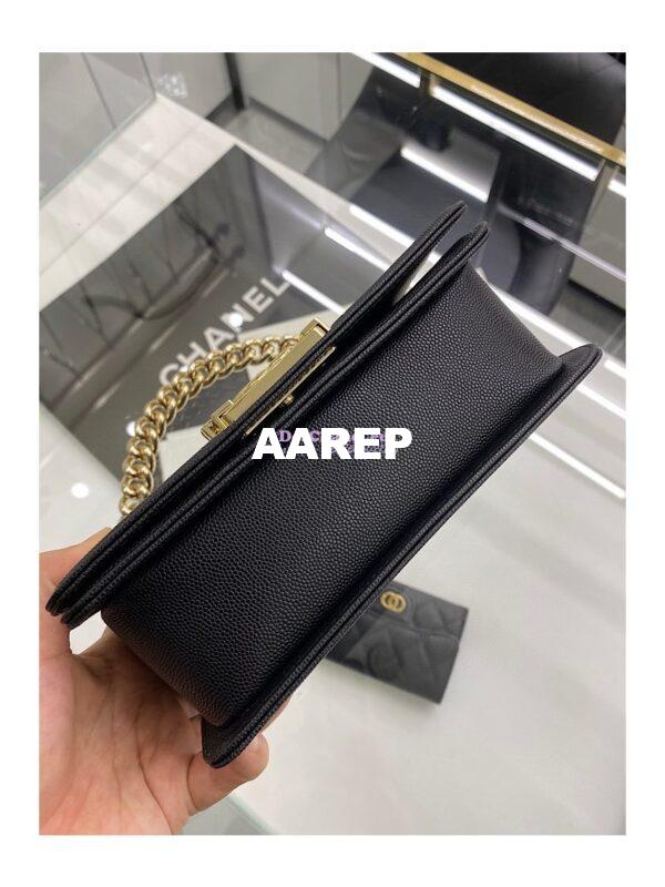 Replica Chanel Boy Handbag in Grained Calfskin with Shining Gold Hardware 67085 67086 Black 22