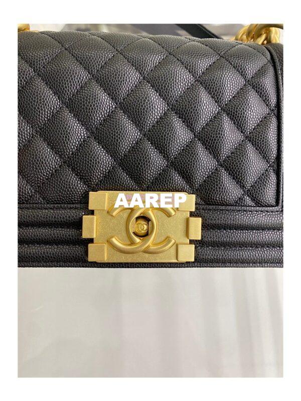 Replica Chanel Small Boy Handbag in Grained Calfskin 67085 Black 6