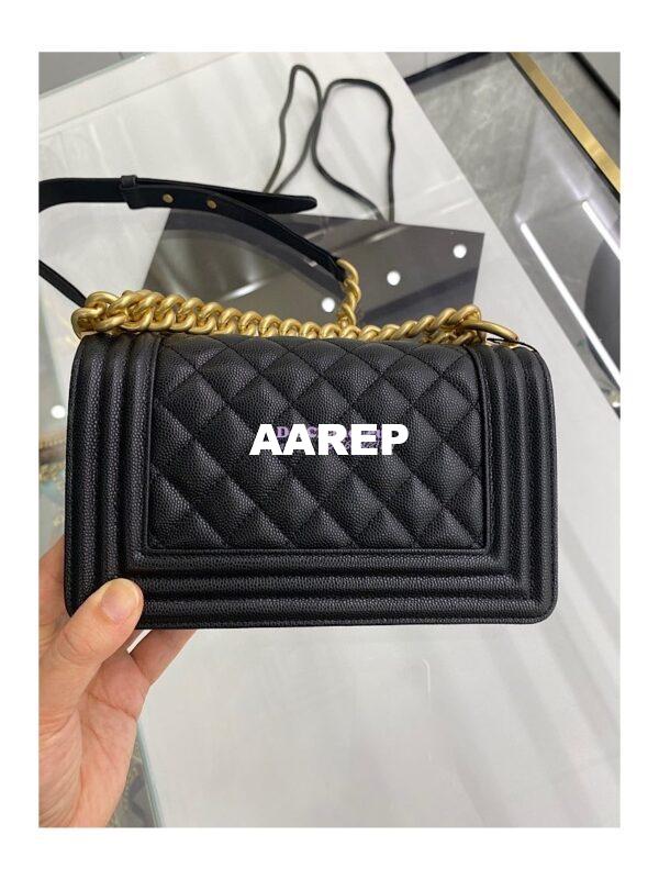 Replica Chanel Small Boy Handbag in Grained Calfskin 67085 Black 10