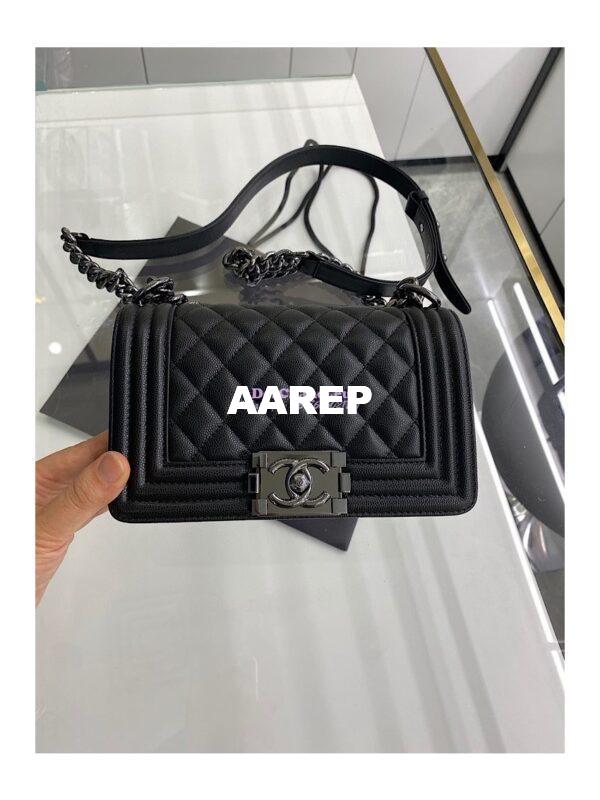 Replica Chanel Small Boy Handbag in Grained Calfskin 67085 Black 11