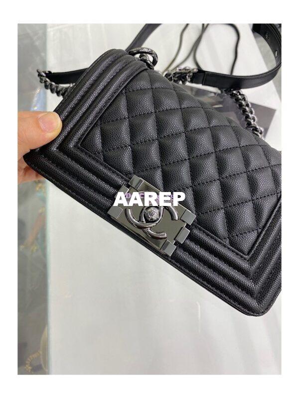 Replica Chanel Small Boy Handbag in Grained Calfskin 67085 Black 12