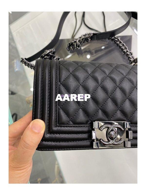 Replica Chanel Small Boy Handbag in Grained Calfskin 67085 Black 13