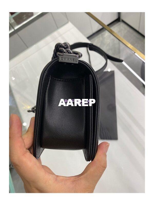 Replica Chanel Small Boy Handbag in Grained Calfskin 67085 Black 14