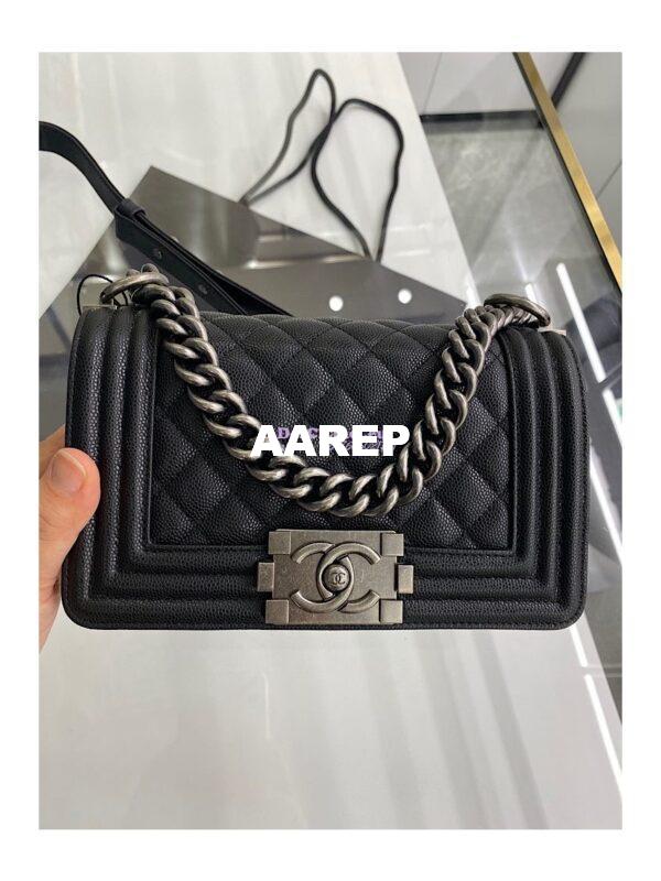 Replica Chanel Small Boy Handbag in Grained Calfskin 67085 Black 18
