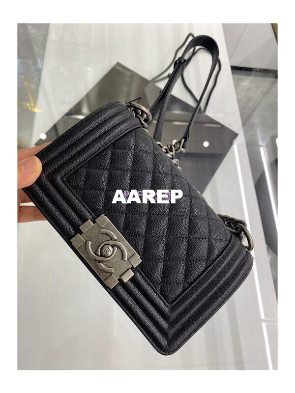 Replica Chanel Small Boy Handbag in Grained Calfskin 67085 Black 19