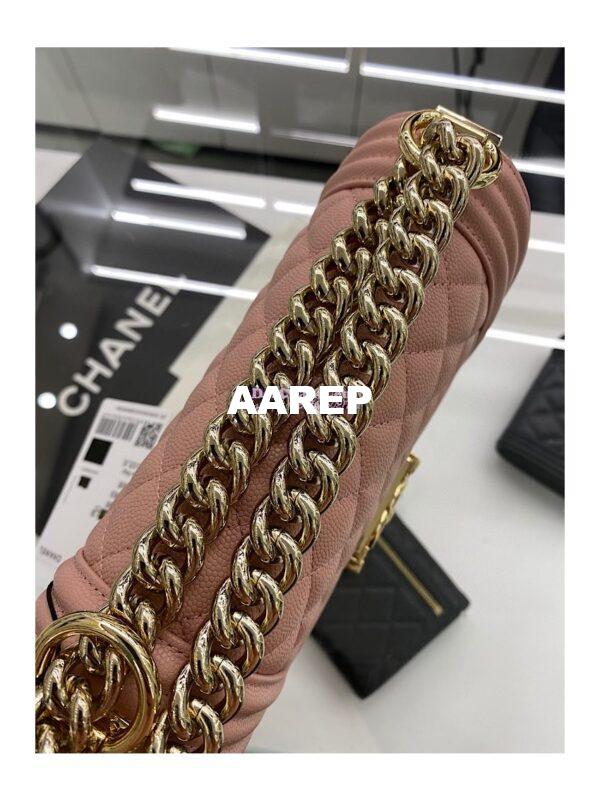 Replica Chanel Small Boy Handbag in Grained Calfskin with Shining Gold Hardware 67085 Light Pink 7
