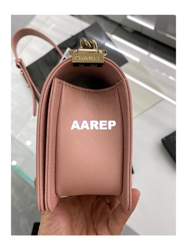 Replica Chanel Small Boy Handbag in Grained Calfskin with Shining Gold Hardware 67085 Light Pink 10