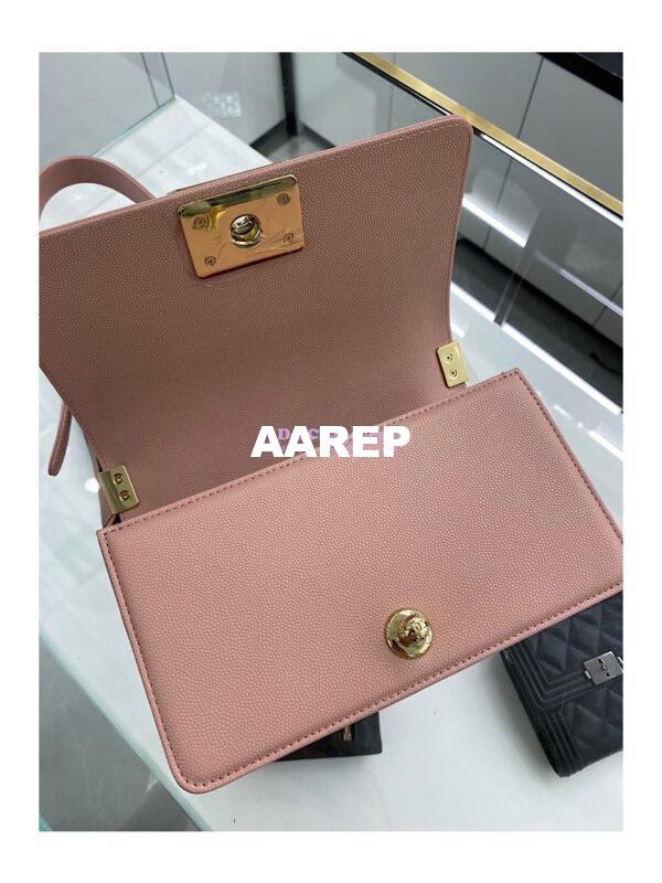 Replica Chanel Small Boy Handbag in Grained Calfskin with Shining Gold Hardware 67085 Light Pink 11