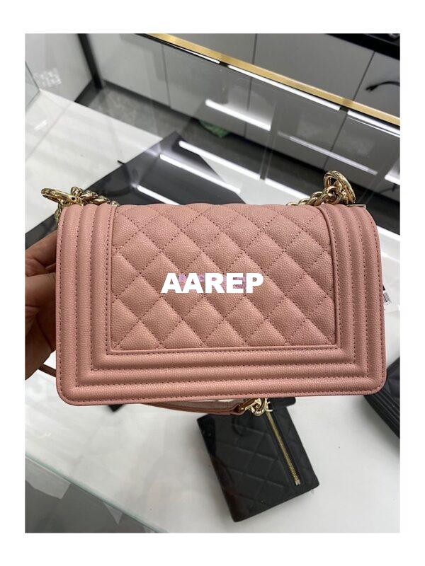 Replica Chanel Small Boy Handbag in Grained Calfskin with Shining Gold Hardware 67085 Light Pink 14