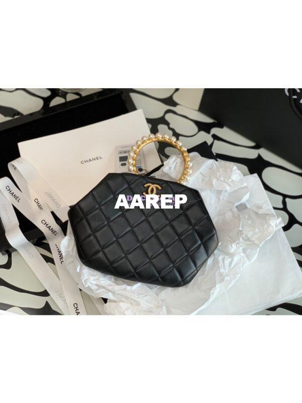 Replica Chanel Pearl Bracelet Lambskin Clutch Bag AS2609 Black