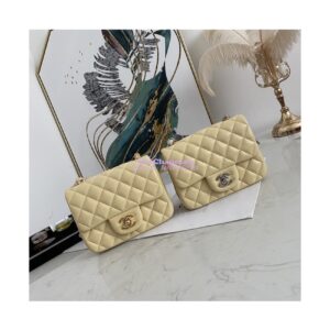 Replica Chanel Mini Classic Flap CF Bag Lambskin 17cm in Yellow