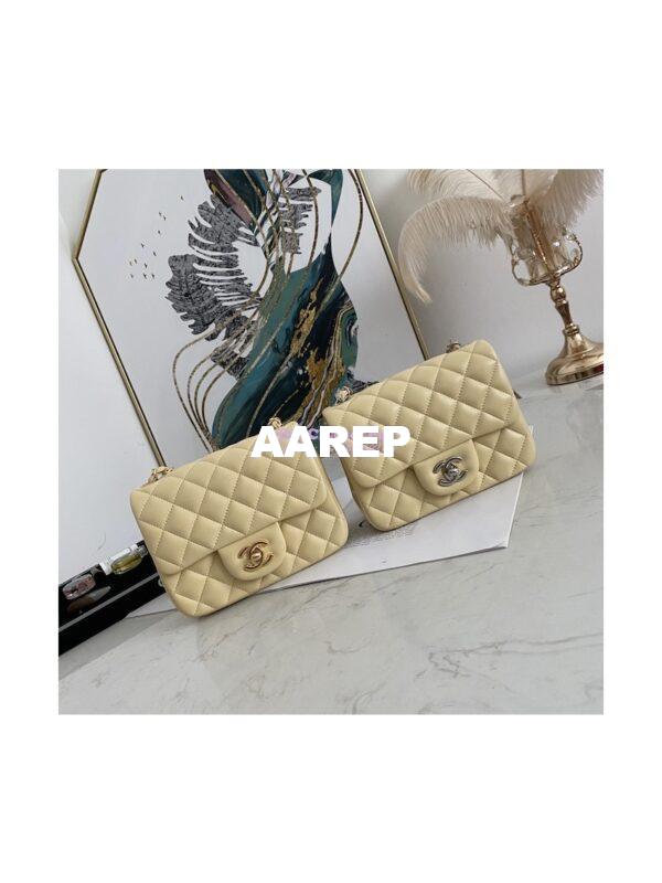 Replica Chanel Mini Classic Flap CF Bag Lambskin 17cm in Yellow 3