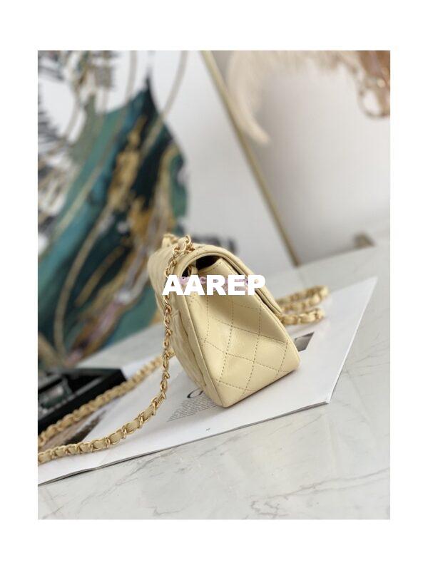 Replica Chanel Mini Classic Flap CF Bag Lambskin 17cm in Yellow 5