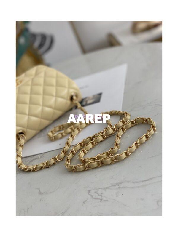 Replica Chanel Mini Classic Flap CF Bag Lambskin 17cm in Yellow 6