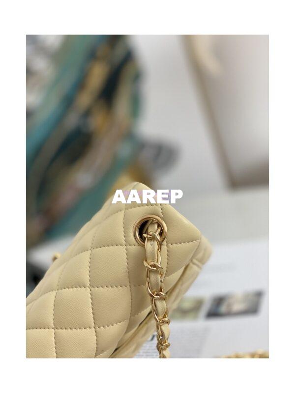 Replica Chanel Mini Classic Flap CF Bag Lambskin 17cm in Yellow 7