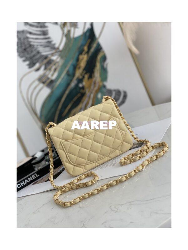 Replica Chanel Mini Classic Flap CF Bag Lambskin 17cm in Yellow 8