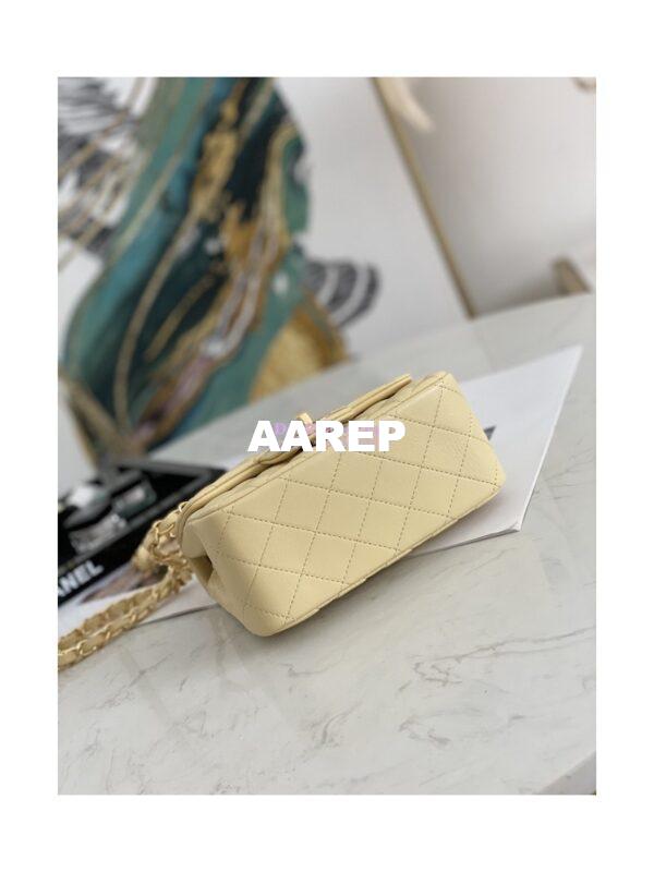 Replica Chanel Mini Classic Flap CF Bag Lambskin 17cm in Yellow 9