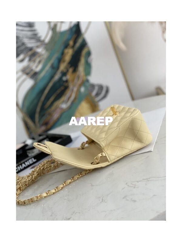 Replica Chanel Mini Classic Flap CF Bag Lambskin 17cm in Yellow 10