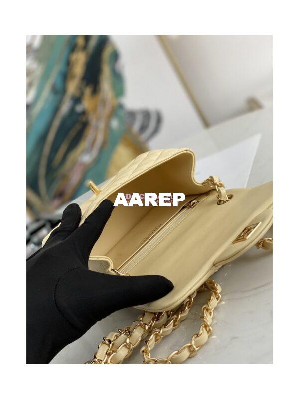 Replica Chanel Mini Classic Flap CF Bag Lambskin 17cm in Yellow 12