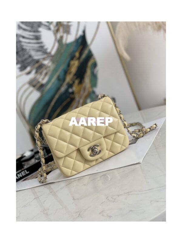 Replica Chanel Mini Classic Flap CF Bag Lambskin 17cm in Yellow 13