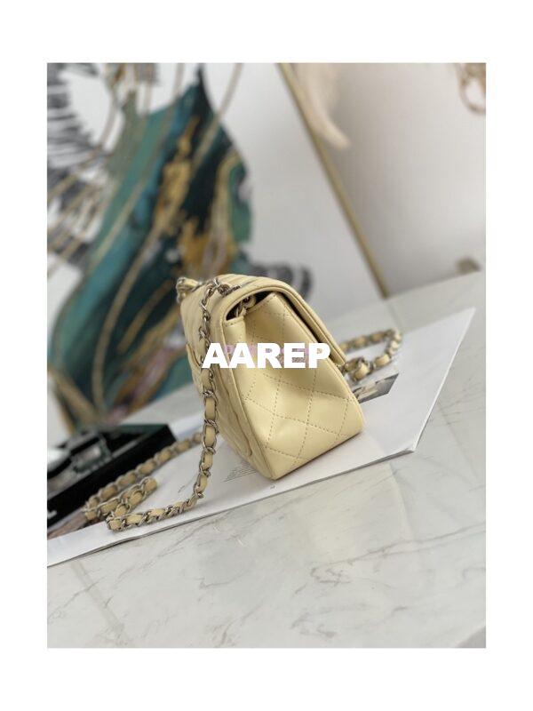 Replica Chanel Mini Classic Flap CF Bag Lambskin 17cm in Yellow 14