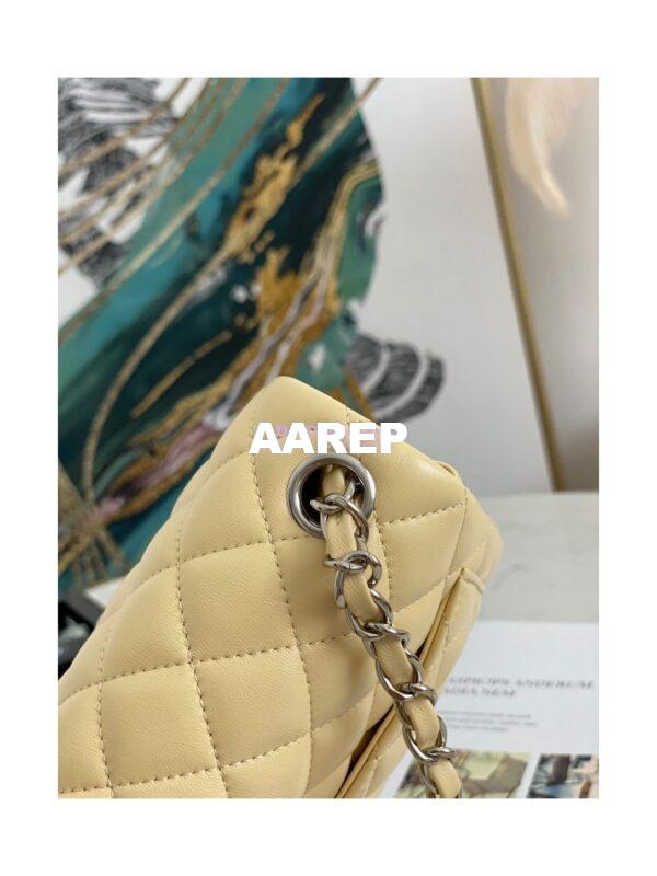 Replica Chanel Mini Classic Flap CF Bag Lambskin 17cm in Yellow 16