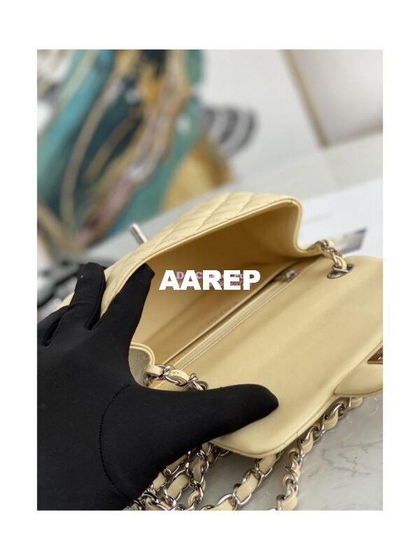 Replica Chanel Mini Classic Flap CF Bag Lambskin 17cm in Yellow 18