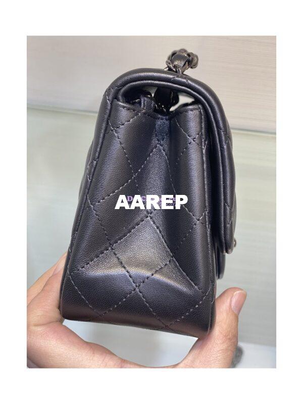 Replica Chanel Mini Classic Flap CF Bag Lambskin 17cm in Black with Gun Metal 7