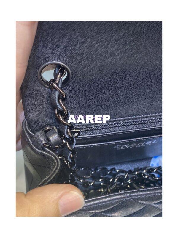 Replica Chanel Mini Classic Flap CF Bag Lambskin 17cm in Black with Gun Metal 12