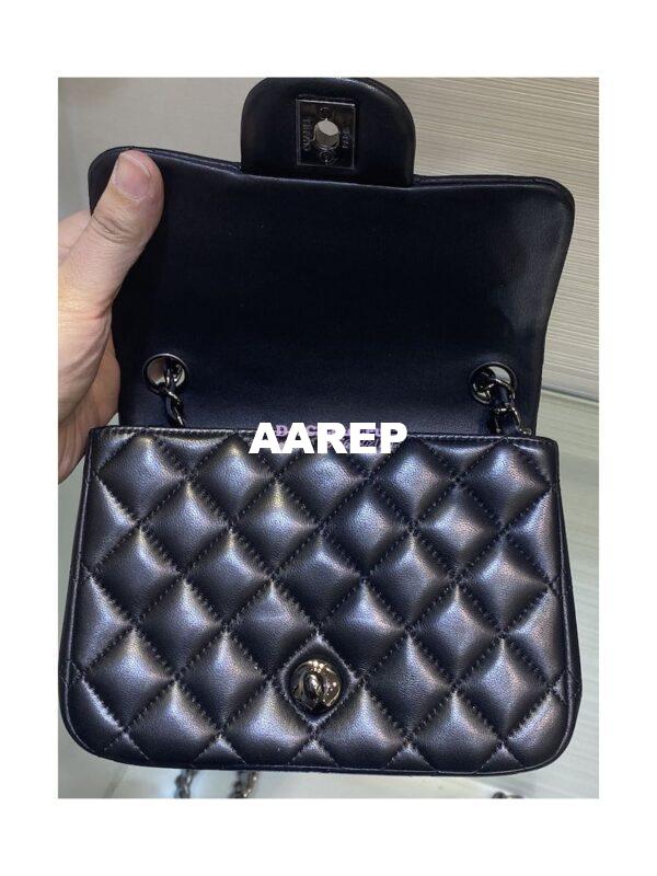 Replica Chanel Mini Classic Flap CF Bag Lambskin 17cm in Black with Gun Metal 13
