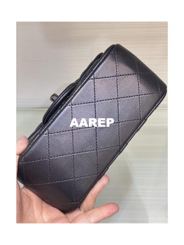 Replica Chanel Mini Classic Flap CF Bag Lambskin 17cm in Black with Gun Metal 14