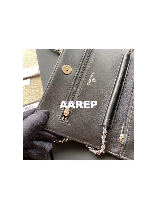 Replica Chanel Lambskin New Magnetic Wallet On Chain WOC Bag 33814 Black 15