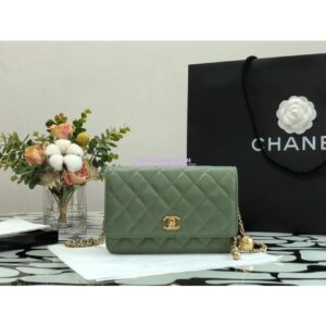 Replica Chanel WOC With CC Details On Strap AP1450 in Lambskin Matcha