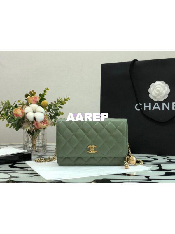 Replica Chanel WOC With CC Details On Strap AP1450 in Lambskin Matcha