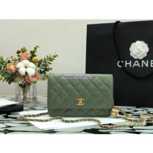 Replica Chanel WOC With CC Details On Strap AP1450 in Lambskin Matcha 2
