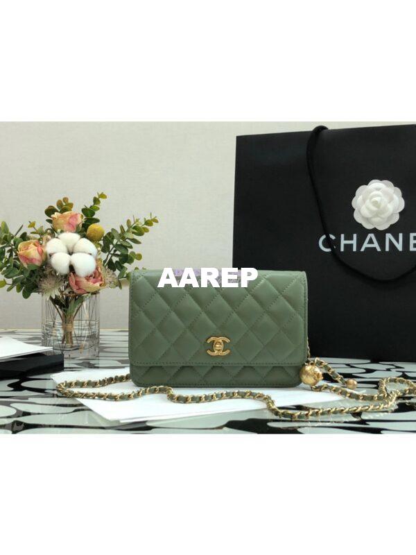 Replica Chanel WOC With CC Details On Strap AP1450 in Lambskin Matcha 2