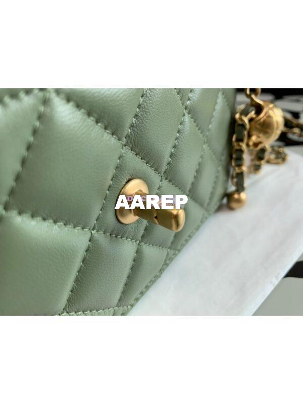 Replica Chanel WOC With CC Details On Strap AP1450 in Lambskin Matcha 5