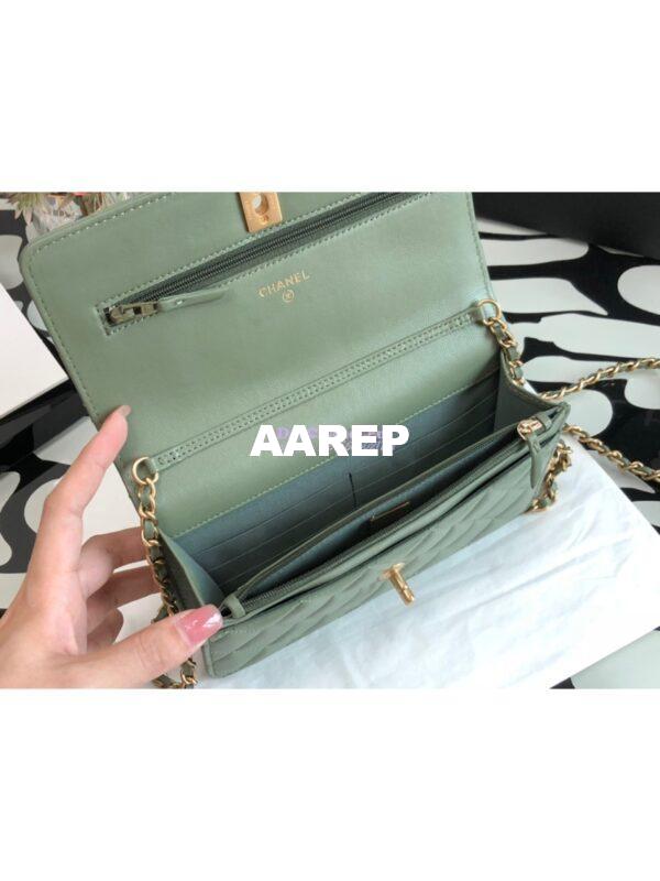 Replica Chanel WOC With CC Details On Strap AP1450 in Lambskin Matcha 9