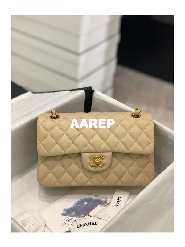 Replica Chanel Small Classic Double Flap Bag 23cm Lambskin Beige 3