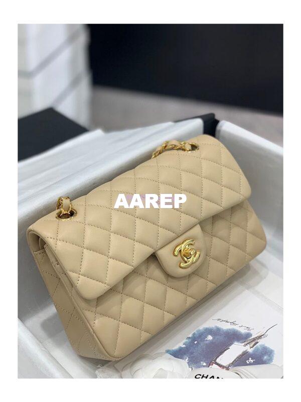 Replica Chanel Small Classic Double Flap Bag 23cm Lambskin Beige 4