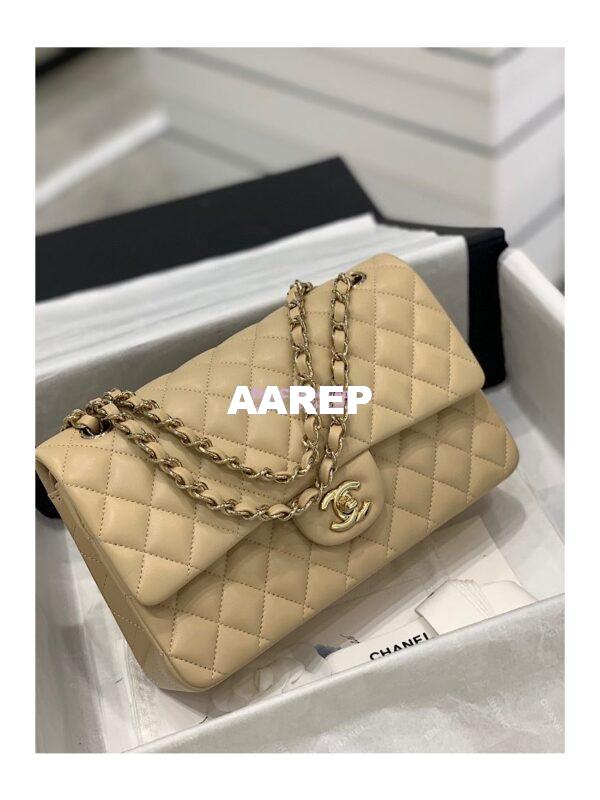 Replica Chanel Small Classic Double Flap Bag 23cm Lambskin Beige 5