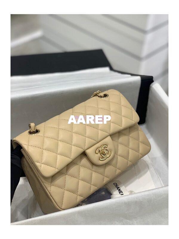 Replica Chanel Small Classic Double Flap Bag 23cm Lambskin Beige 6