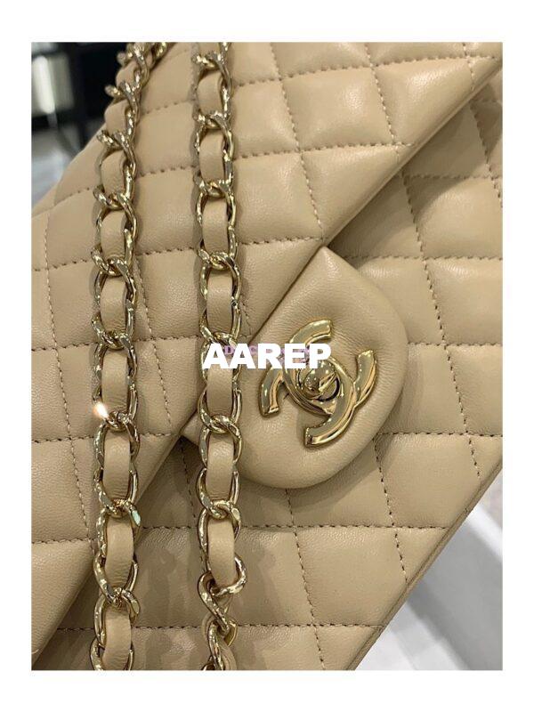 Replica Chanel Small Classic Double Flap Bag 23cm Lambskin Beige 7