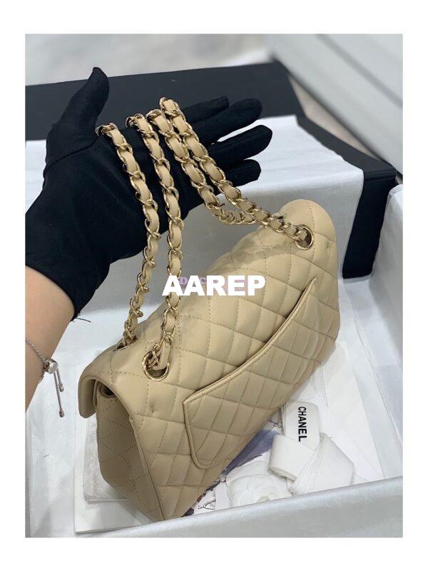Replica Chanel Small Classic Double Flap Bag 23cm Lambskin Beige 8