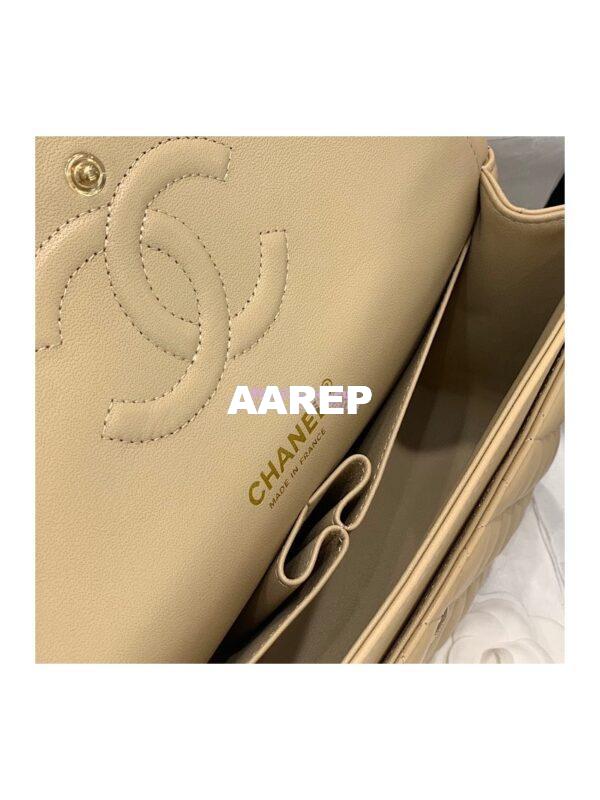 Replica Chanel Small Classic Double Flap Bag 23cm Lambskin Beige 11