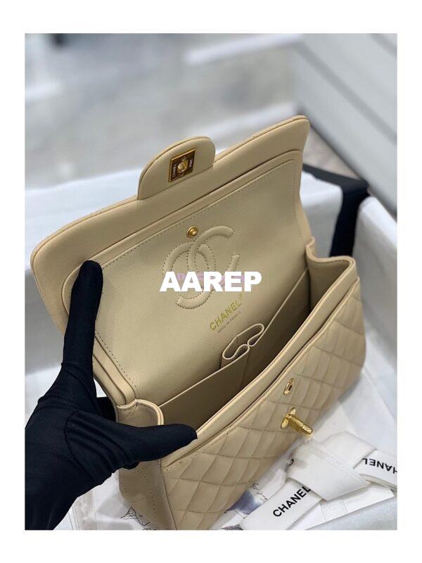 Replica Chanel Small Classic Double Flap Bag 23cm Lambskin Beige 12