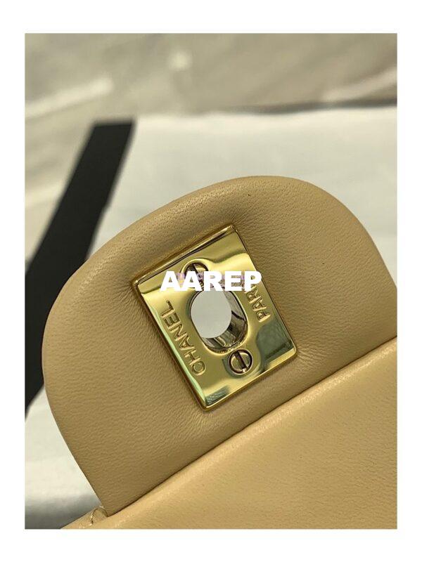 Replica Chanel Small Classic Double Flap Bag 23cm Lambskin Beige 13