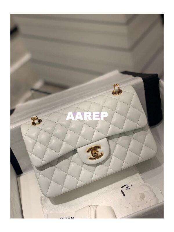 Replica Chanel Small Classic Double Flap Bag 23cm Lambskin White 3